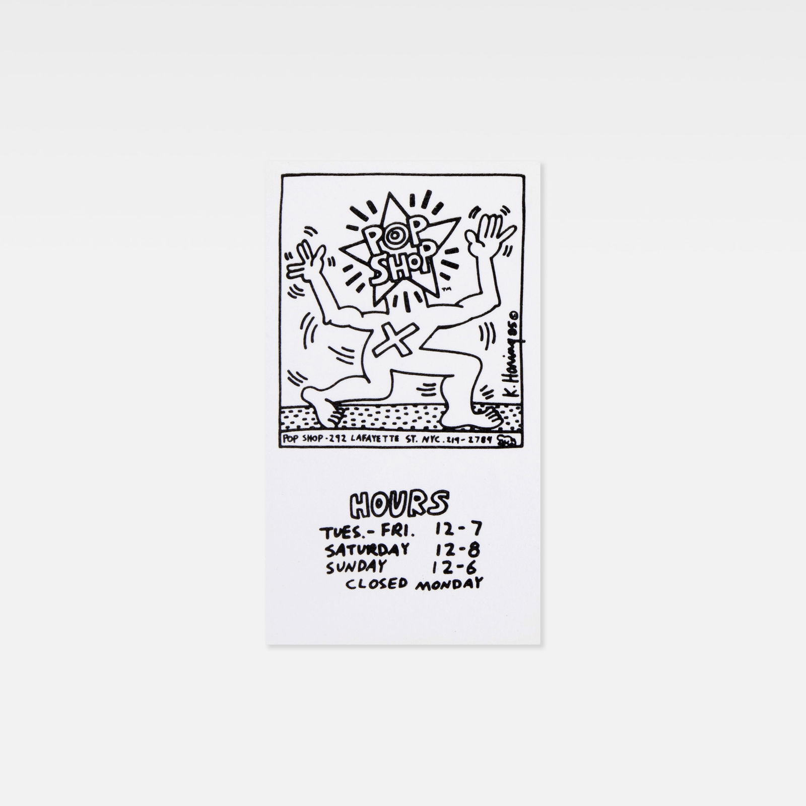 Pop Shop, Keith Haring, Business Card: USA, c. 1985 3 1/2 x 2 in. printed matter