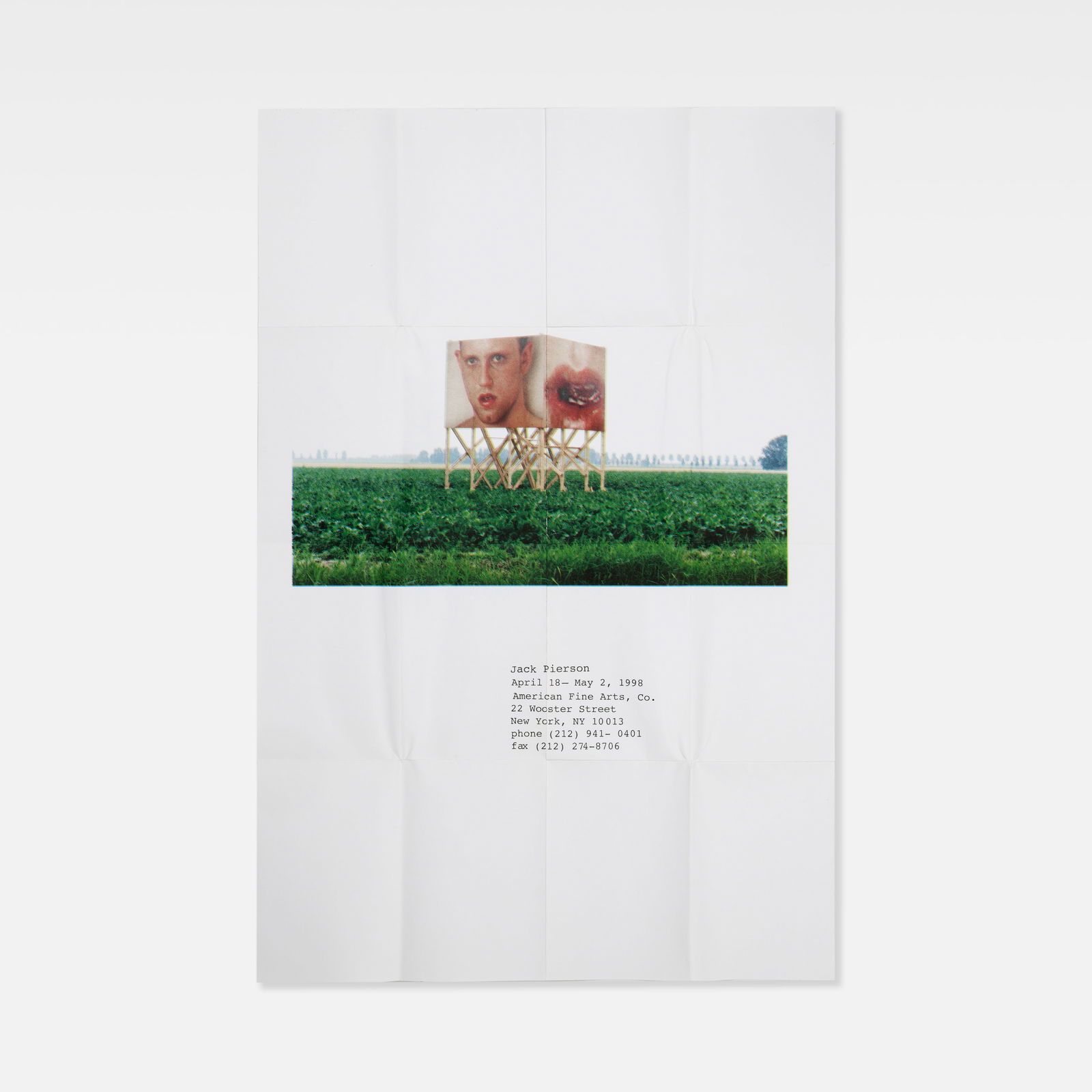 American Fine Arts Co., Jack Pierson, Poster: NYC, 1998 30 x 19 7/8 in. offset print Poster produced on the occasion of the Jack Pierson show at American Fine Arts, Co., New York, 1998.