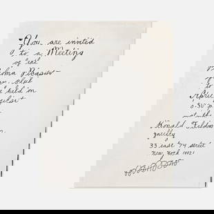 Ray Johnson, New York Correspondence School, Paloma Picasso Fan Club Mailer: NYC, 1974 8 1/2" x 11" printed matter New York Correspondence School mailer designed and distributed by Ray Johnson for a meeting of the Paloma Picasso Fan Club at Ronald Feldman Gallery on April 1,