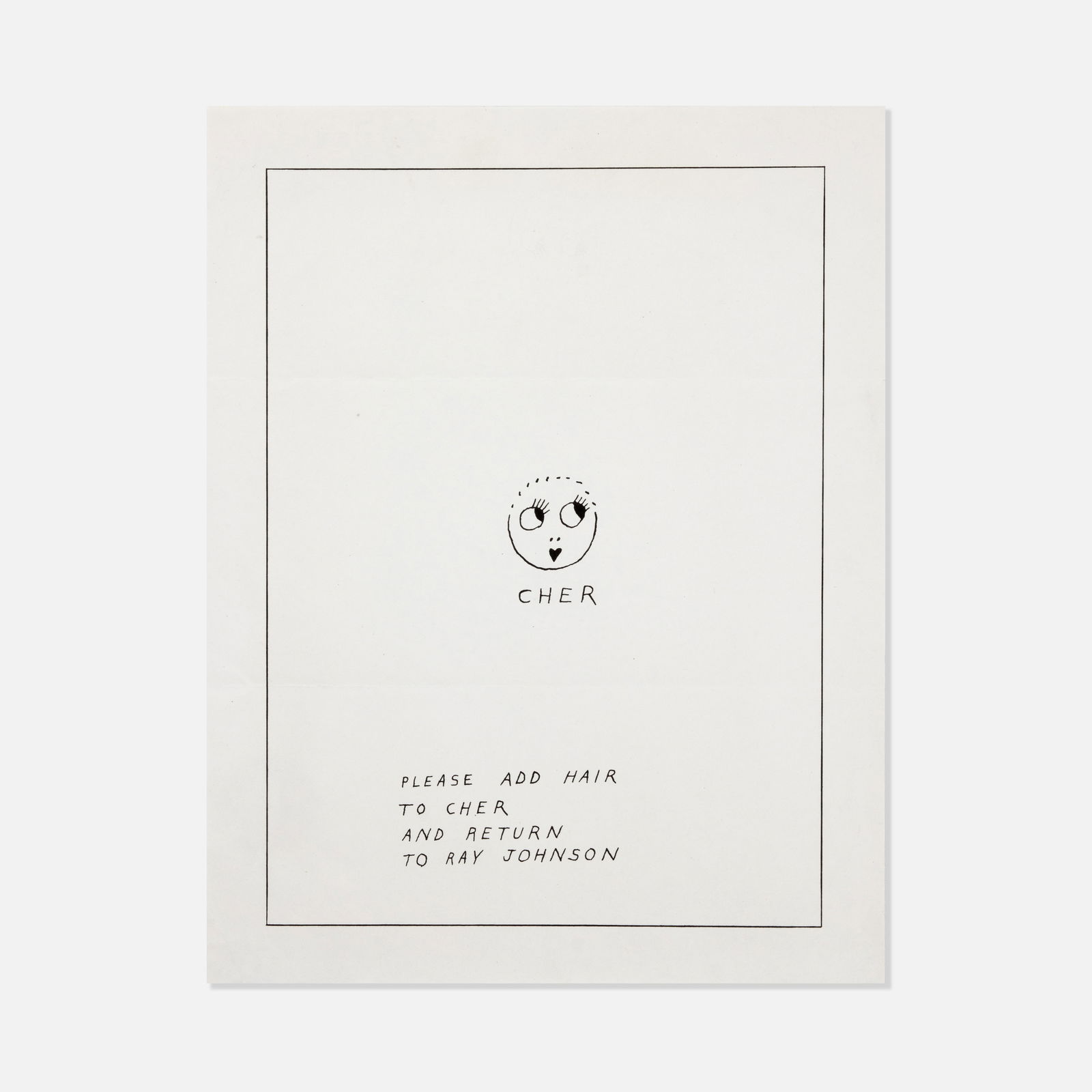 Ray Johnson, New York Correspondence School, Add Hair to Cher Template (1 of 1)