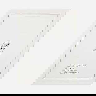 Ray Johnson, New York Correspondence School, Add Hair to Cher Template: NYC, 1970s 8 1/2" x 11" printed matter New York Correspondence School mailer designed and distributed by Ray Johnson calling for recipients to [Please add hair to Cher and Return to Ray Johnson].