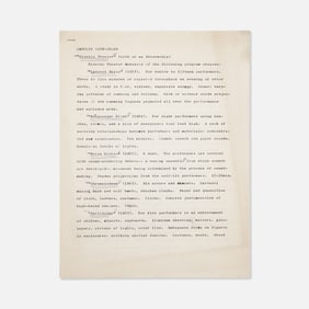 Carolee Schneemann, List of Kinetic Theater Programs