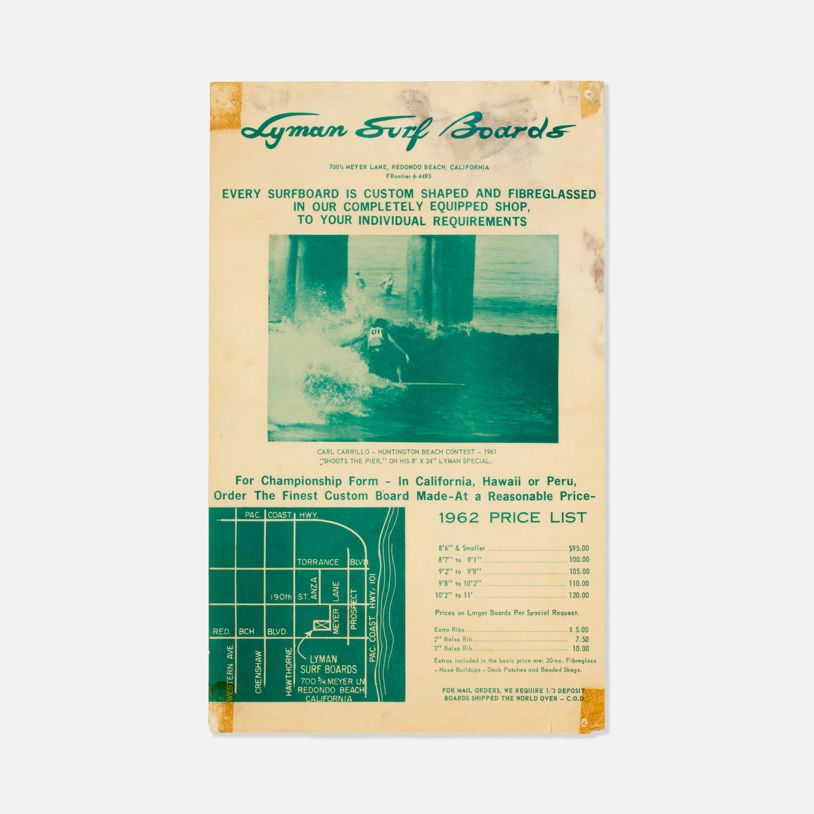 Lyman Surf Boards, Advertisement and Price List (1 of 1)