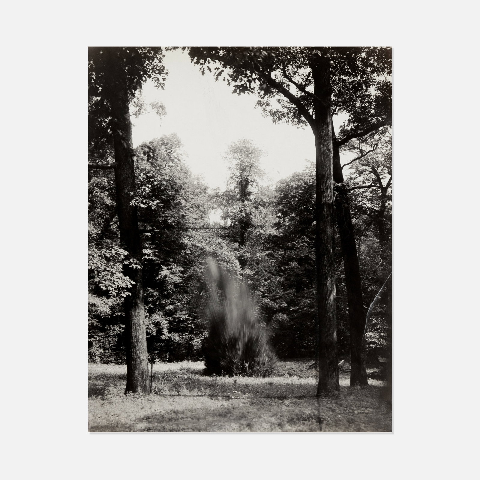 US Bureau of Mines, Photograph, Test Explosion: USA, c. 1950s 9 5/8" x 7 5/8" gelatin silver print Faint perimeter drawn around explosion. Inscription in pencil to verso [Fig 4 - Blaster Test 2]. Works from this sale will be moved offsite to our an