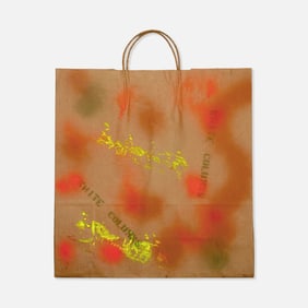 White Columns, Spray Painted and Stenciled Shopping Bag