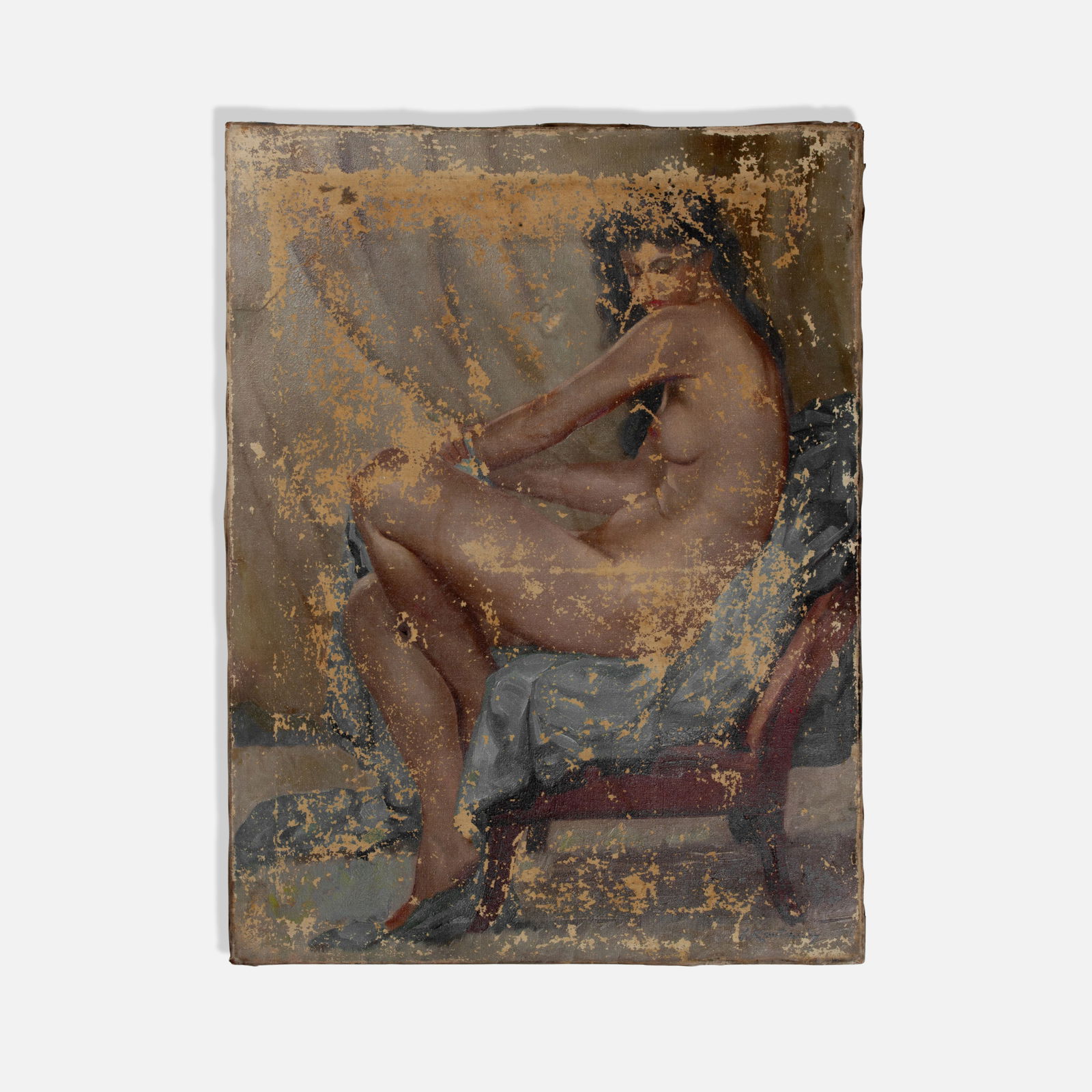 19th Century, Reclined Nude Painting: USA, 19th century 23 3/4 x 18 inches oil on canvas Pickup and shipping from Treadwell, NY. Alternative shipping options available upon request.