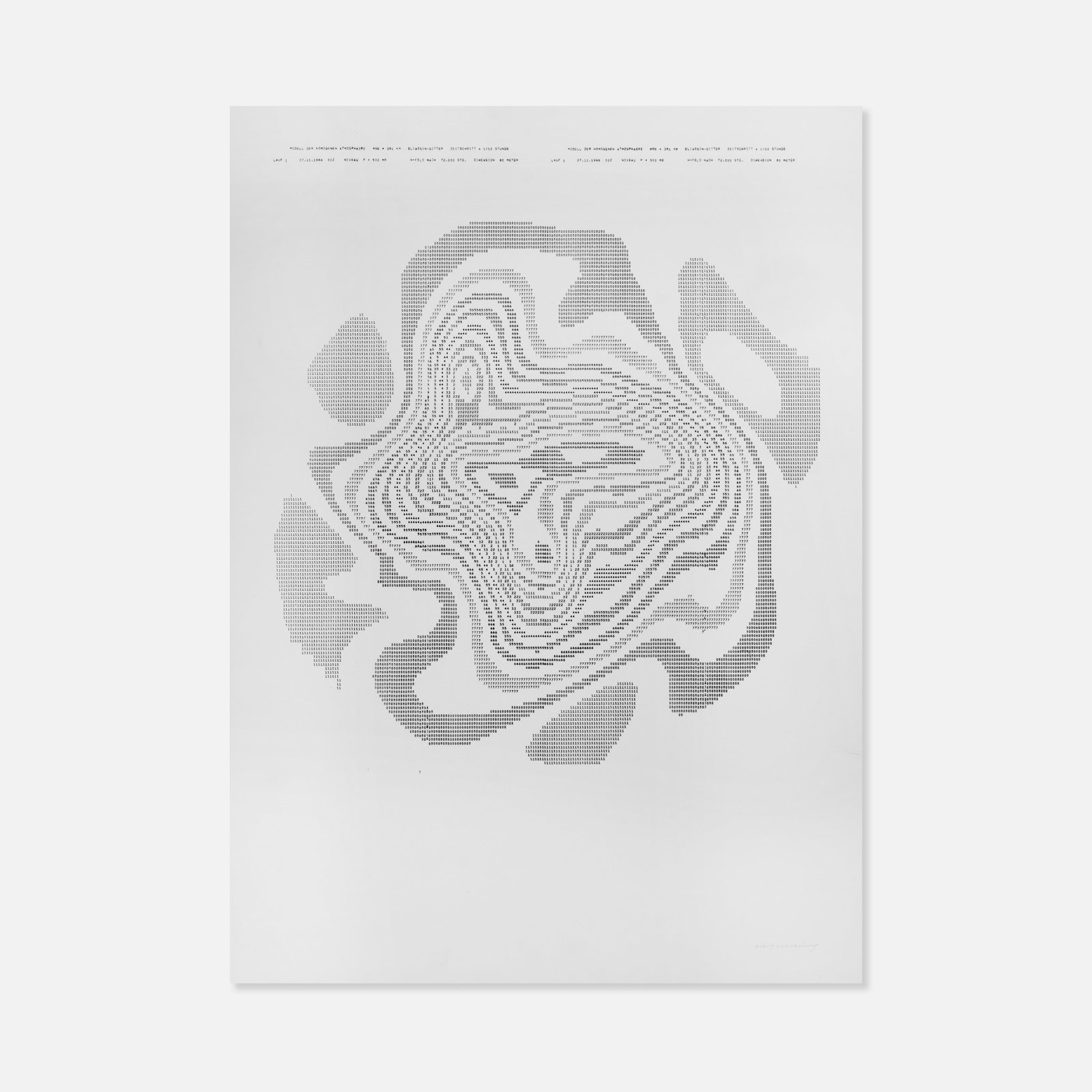 Timm Ulrichs, Modell der Homogenen Atmosphaere: Germany, 1961-1970 33 3/8" x 24" serigraph on board Computer generated weather map, signed in ink to recto [Timm Ulrichs]. Published by Griffelkunst-Vereinigung in an edition of 350. Pickup and shippi