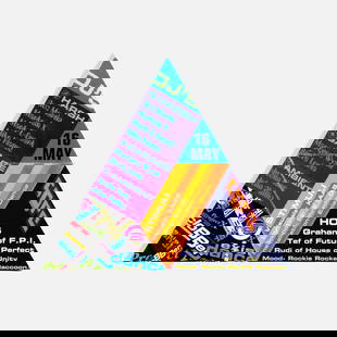 Next Step, Cyber Core, Rave, Flyer: unknown, 1992 8 3/4 x 7 1/2 printed matter Pyramid folding invitation to a rave with a lineup including Doc Martin, Markam X, Mark-E-Wuark, Mike Hiatus, Marques Wyatt, Steve Loria, Justin King, John