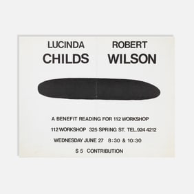 Lucinda Childs, Robert Wilson, A Benefit Reading for 112 Workshop, Flyer