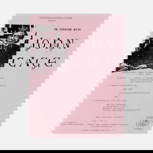 John Cage, Hofstra Cultural Center, Flyer: USA, 1987 11 x 8 1/2 printed matter Flyer with a program of events by John Cage presented by Hofstra Cultural Center and Hofstra University. Including the premiere performance of Cage's One and a