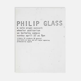 Philip Glass, Solo Organ Concert, Flyer
