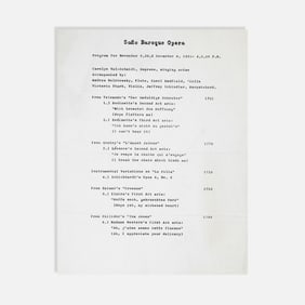 SoHo Baroque Opera, Carolyn Val-Schmidt, Program