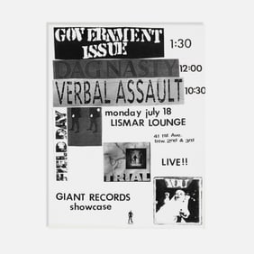 Lismar Lounge, Government Issue, Dag Nasty, Verbal Assault, Flyer