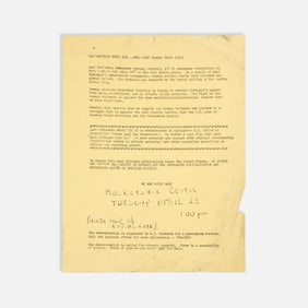 N.Y. Students for a Democratic Society, Protest Flyer