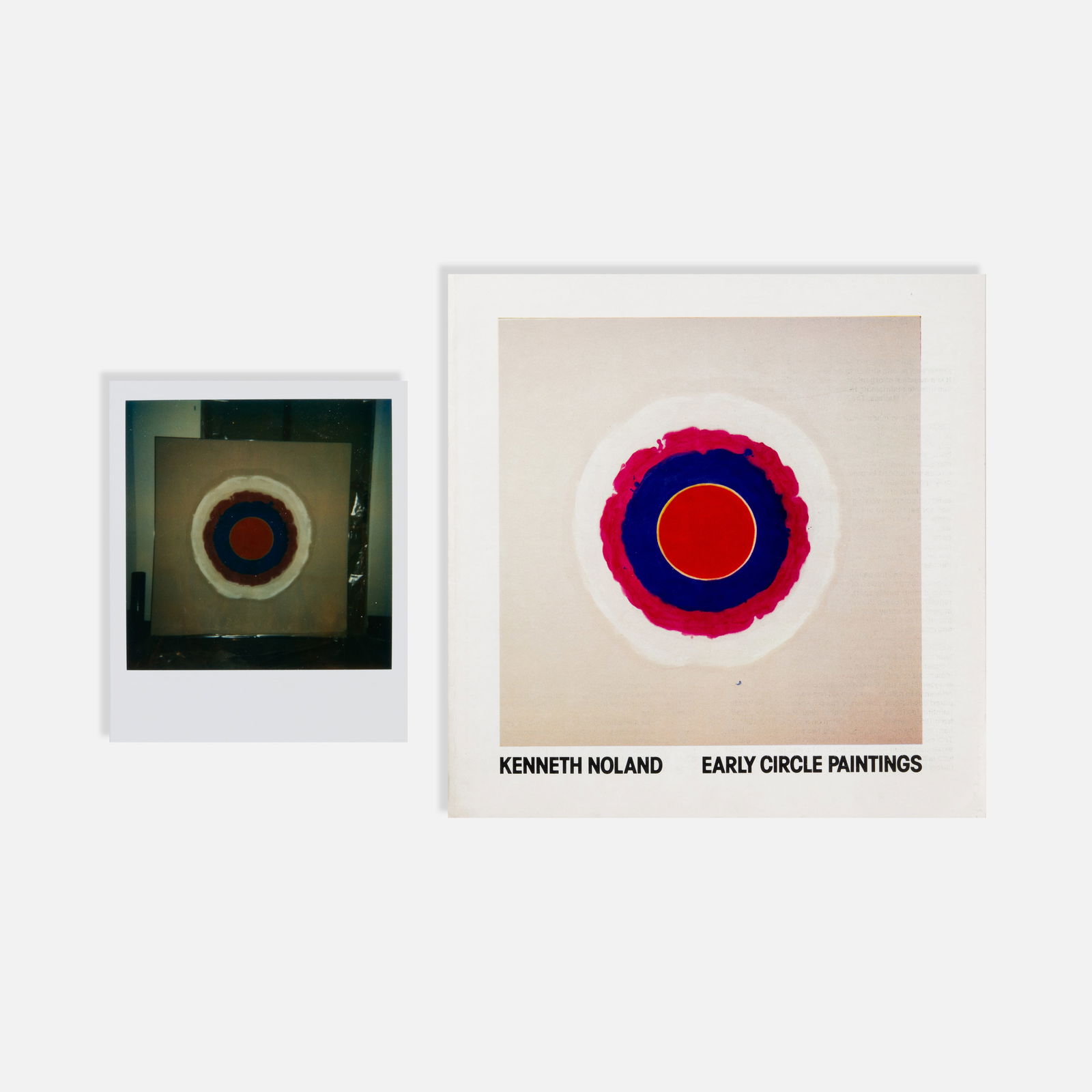 SVA, Kenneth Noland, Early Circle Paintings, Catalog and Polaroid: NYC, 1975 8 3/8 x 8 1/4 printed matter, polaroid photograph Catalog published on the occasion of Kenneth Noland's show Early Circle Paintigns from January 6 to January 31, 1975 at the School of Visual