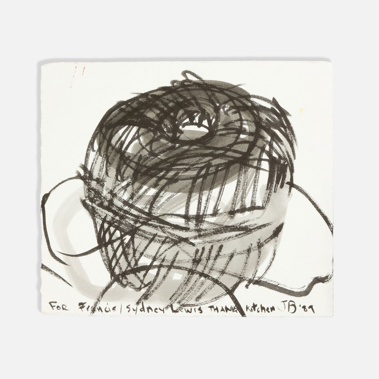 Jennifer Bartlett, Untitled: USA, 1989 7 x 8 watercolor and marker on paper Inscribed, initialed and dated [For Francis/Sydney Lewis Thanks Kitchen JB '89]. Together with a letter on The Kitchen letterhead, from director of devel