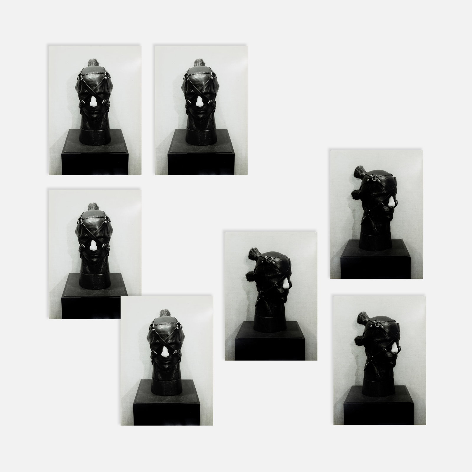 Anonymous, Nancy Grossman, Seven Mask Photographs: USA, 1980s 13 3/8 x 8 5/8 gelatin silver prints Seven photographs of masks by Nancy Grossman. Including three photographs with an identical image and four with another identical image. Pickup and ship
