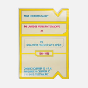 Lawrence Weiner,  Anna Leonowens Gallery, Nova Scotia College of Art & Design, Poster