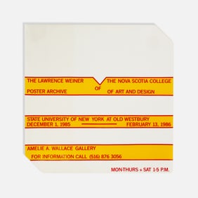 Lawrence Weiner, S.U.N.Y, Nova Scotia College of Art & Design, Poster