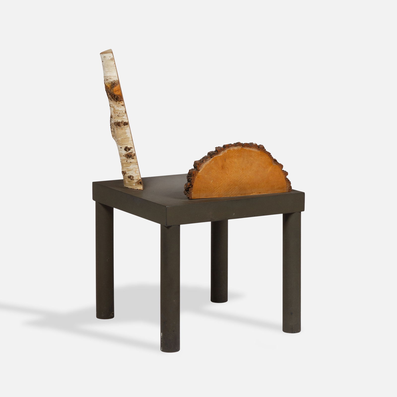 Andrea Branzi, Animali Domestici Chair: Italy, 1985 34 3/4" x 19 3/4" x 19 3/4" painted mdf, birch logs Chair from the Animali Domestici series by Andrea Branzi, produced by Zabro. A series based upon Branzi's idea that furnishings could be