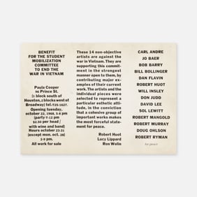 Paula Cooper Gallery, First Show Announcement
