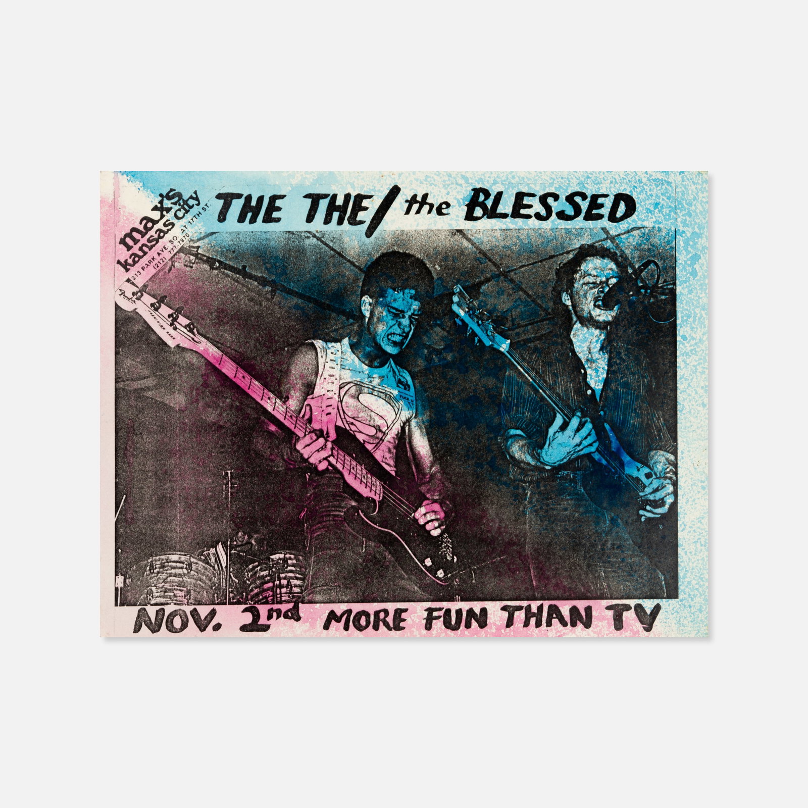 The The, Max's Kansas City, Flyer: NYC, c. 1980 8 1/2” x 11” offset print, pastels Flyer to promote performances by The The and The Blessed at Max’s Kansas City. This item is located in our Treadwell, NY warehouse. Pickup