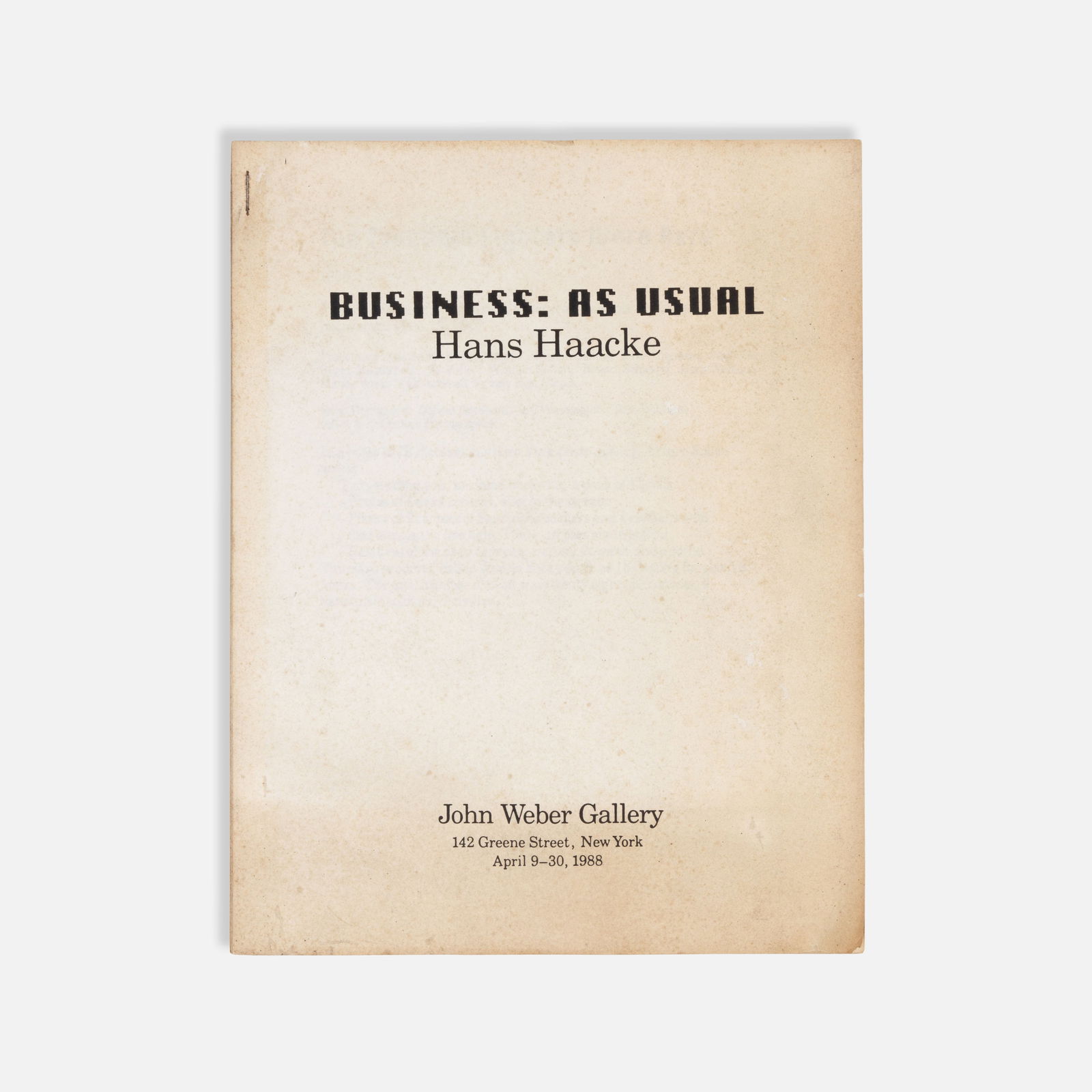 Hans Haacke, Business: As Usual (1 of 3)