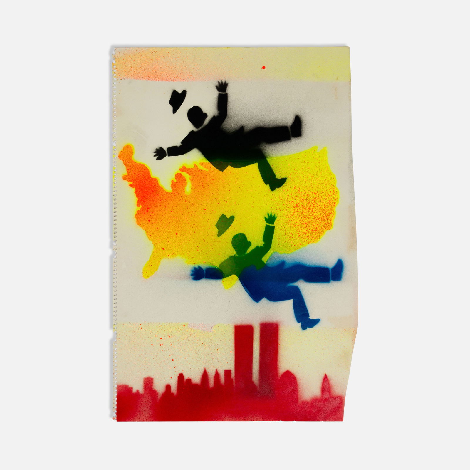 David Wojnarowicz, Jane Bauman, Untitled (Falling Man and Map Stencils) (1 of 2)