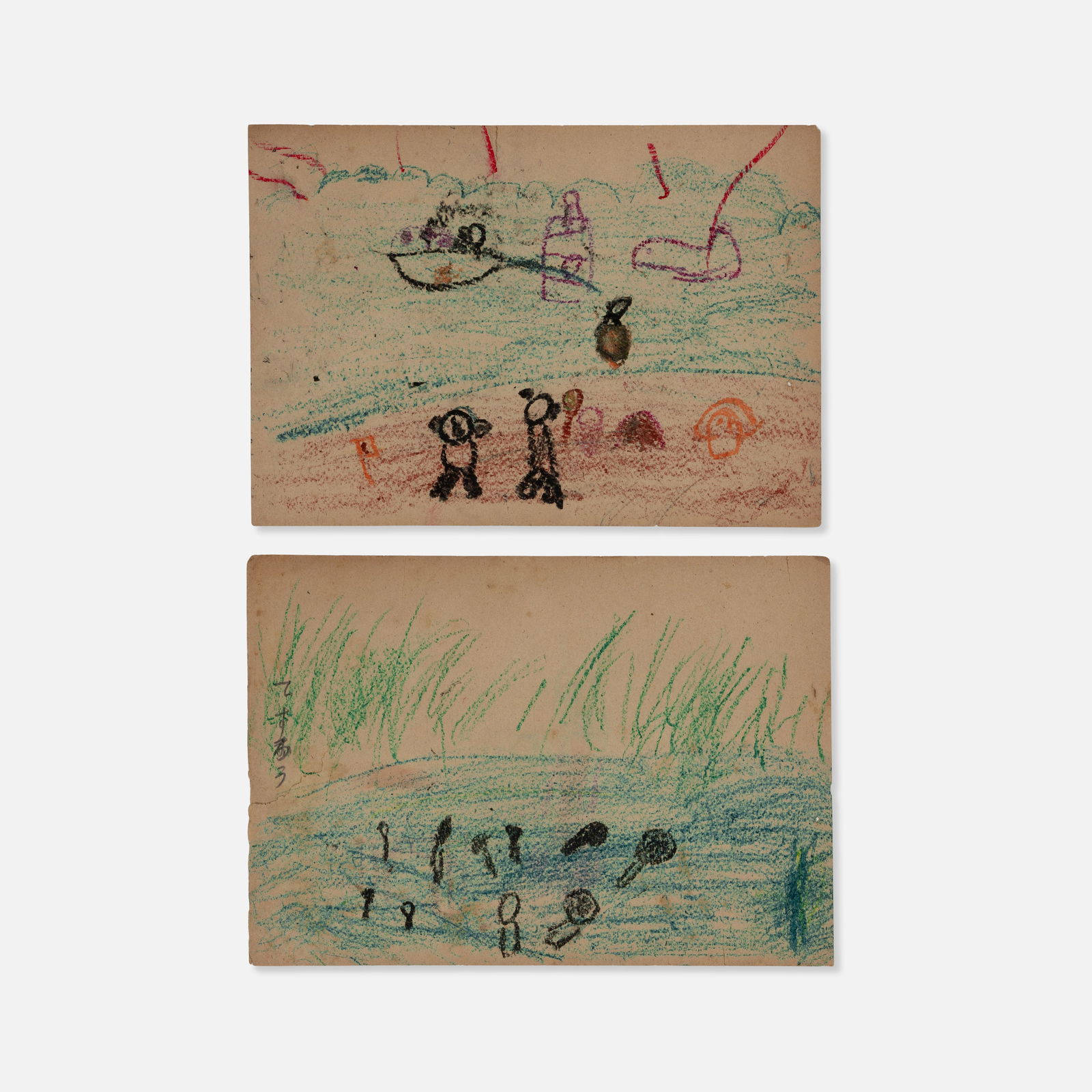 Vernacular, Japanese, Two Child's Drawings (1 of 3)