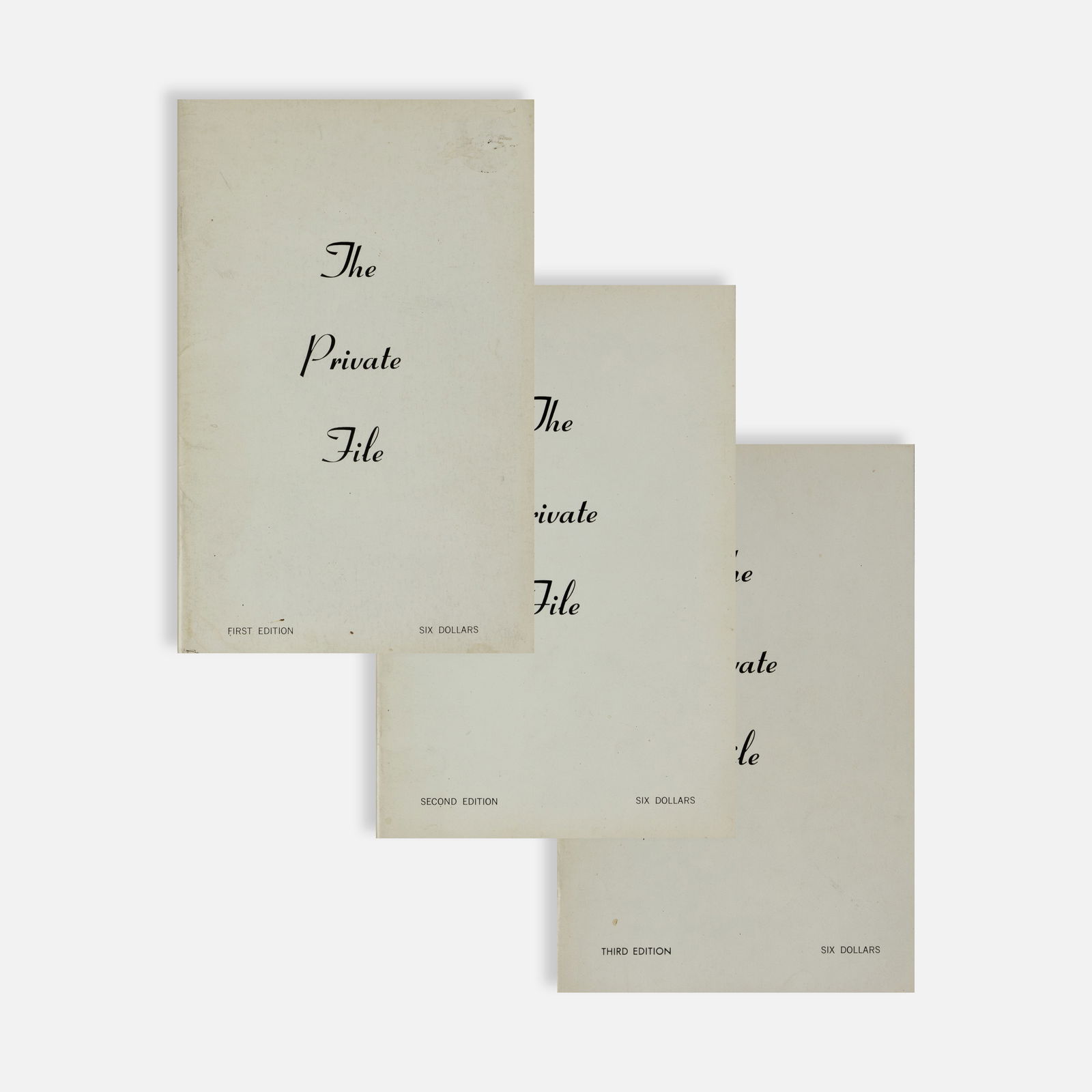 Bruce of Los Angeles, The Private File, Vols. 1-3: USA, c. 1970 8 3/8” x 5 3/8” printed matter Scarce complete run of The Private File containing images of male nudes produced by Bruce Harry Bellas (Bruce of Los Angeles). This item is loca