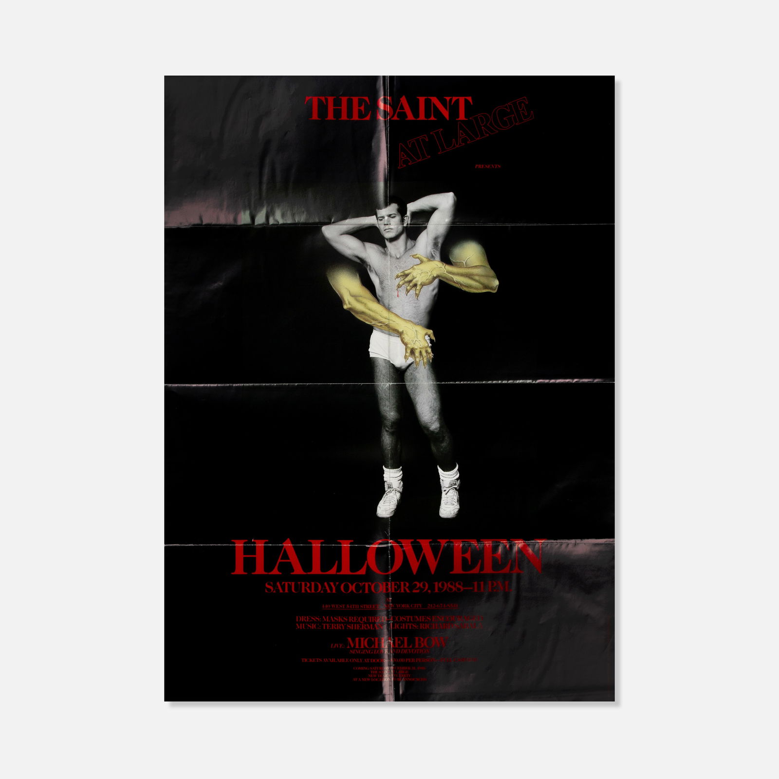 The Saint, Halloween Poster: USA, 1988 28” x 20” offset print Published to promote Halloween at The Saint, Saturday October 29, 1988. This item is located in our Treadwell, NY warehouse. Pickup and shipping options av
