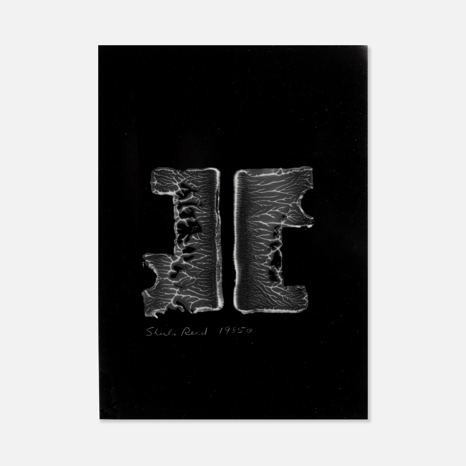 Sheila Reid, Hieroglyph: USA, 1985 8 5/8" x 6 7/8" print Signed and dated to recto: [Sheila Reid 1985]. Sheila Reid (b. 1945) is known for her interdisciplinary approach that bridges painting, printmaking, and artist's