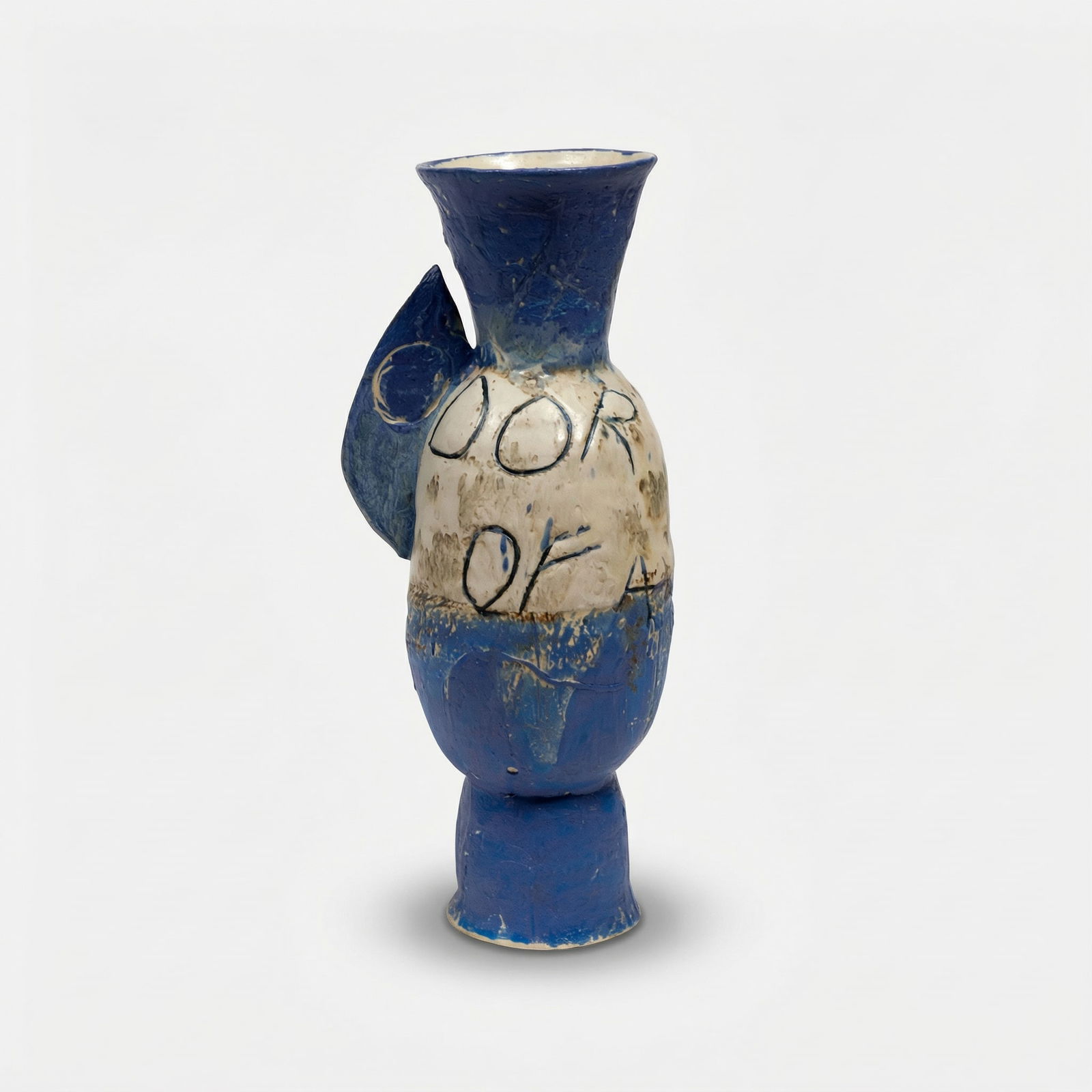 Susan Rowland and Frederick Seidel, Untitled (Odor of A Musk Rose): USA, 1991 17 1/2" x 7" x 6" glazed ceramic Signed [SR 91] to the base. Featuring a poem by Seidel [Odor of a musk rose.] This vessel is part of a body of work produced collaboratively by Susan Rowland