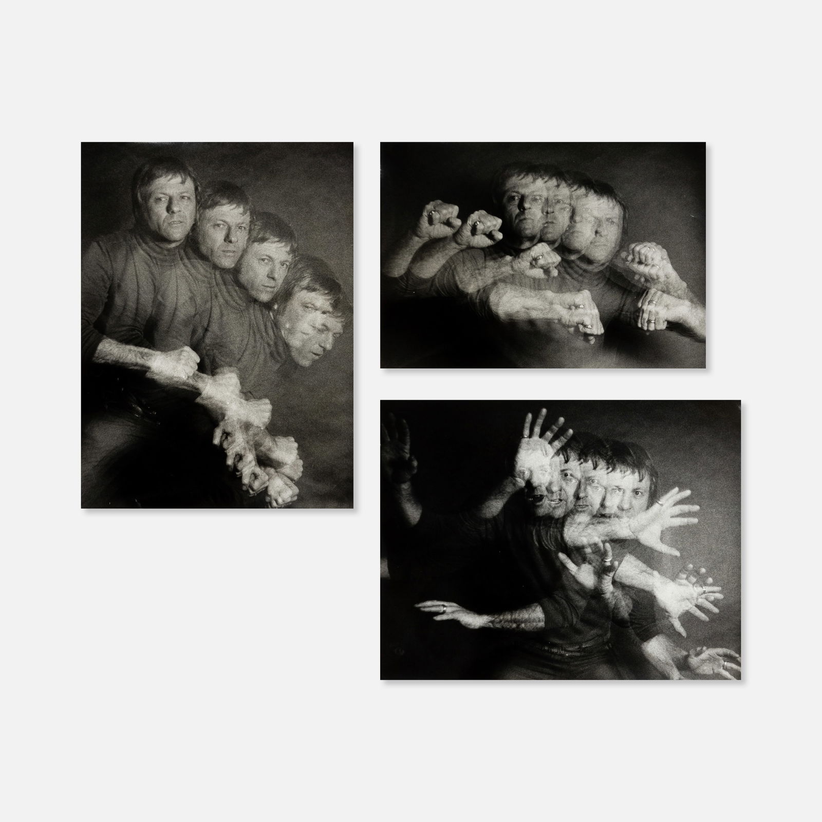 Anonymous, Multiple Exposure, Three Photographs: USA, 1970s 6 1/2" x 8 3/8" largest vintage silver prints This item is located in our Treadwell, NY warehouse. Pickup and shipping options available upon request.