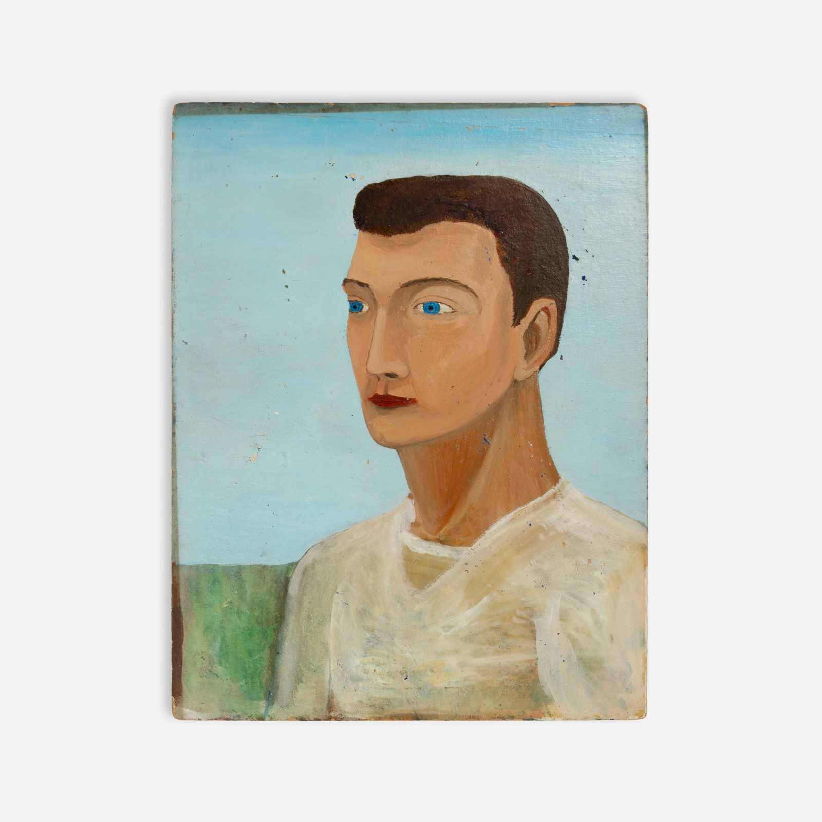 Vernacular, Portrait: USA, c. 1940s 13 3/4" x 10 1/2" oil on board This item is located in our Treadwell, NY warehouse. Pickup and shipping options available upon request.