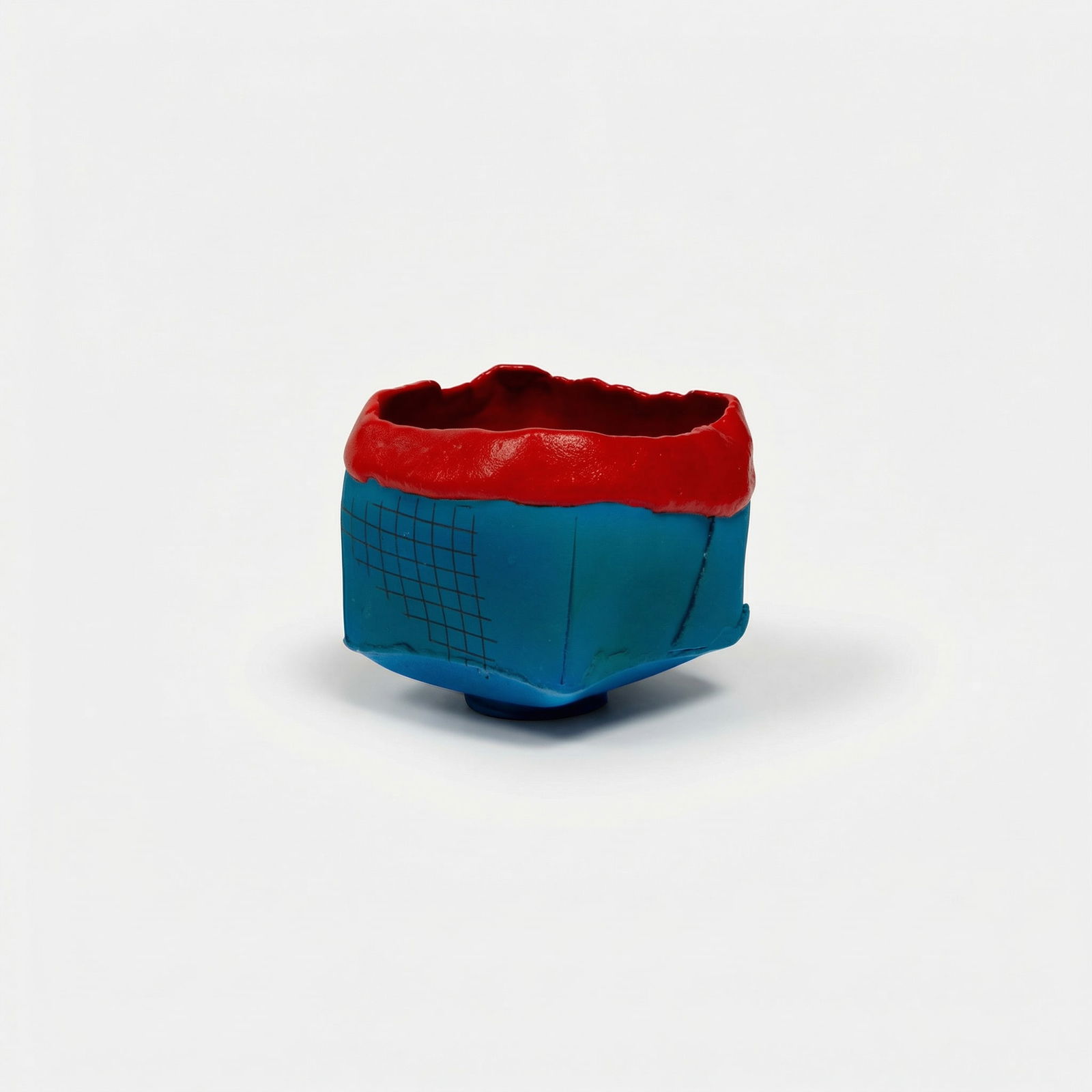 Nancy Selvin, Tea Bowl: Los Angeles, CA, c. 1990s 4" x 4 1/2" x 4 1/2" ceramic with red and blue glaze Signed to the underside [Nancy Selvin]. Nancy Selvin (American, b. 1943) is a central figure in the California Clay