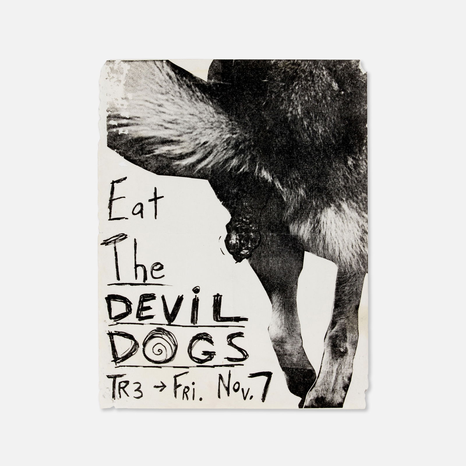 Lydia Lunch, The Devil Dogs, Flyer: USA, c. 1980s 8 1/2" x 11" offset print Promoting a performance by The Devil Dogs, Lydia Lunch's short-lived blues-punk project following her departure from 8 Eyed Spy, with members including Kristian