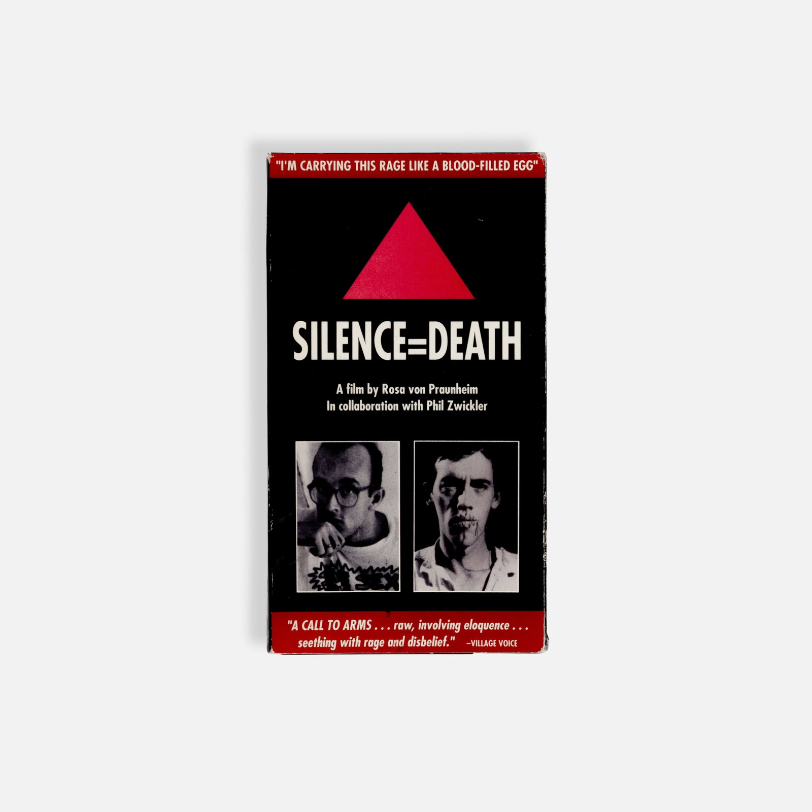 Rosa von Praunheim, Phil Zwickler, Silence=Death: USA, 1990 7 1/2" x 4 1/4" x 1 1/8" plastic, printed cardboard, magnetic tape Documents the artistic and activist response to the HIV/AIDS epidemic in New York City during the late 1980s. Rosa von Prau