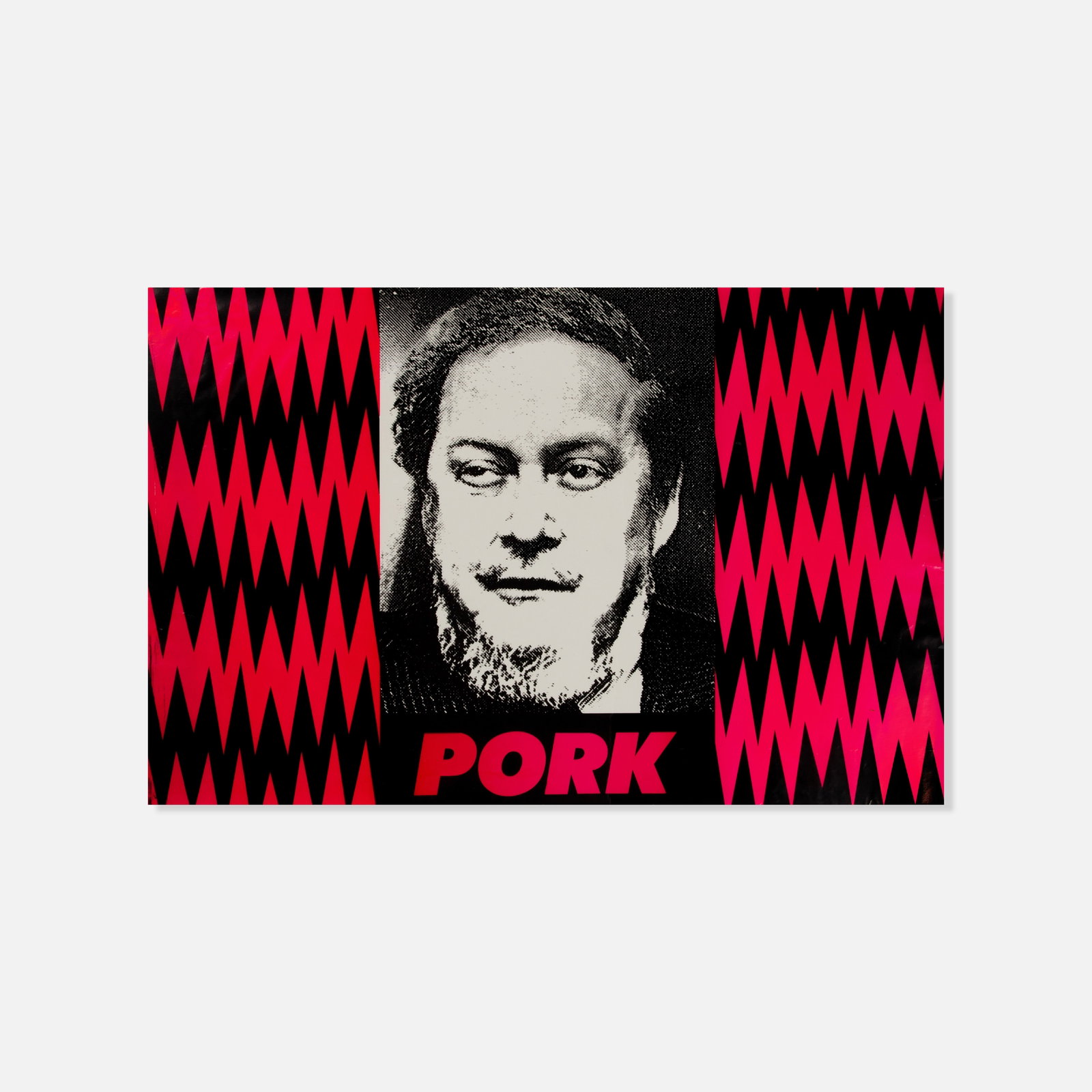 Donald Moffett, Pork: USA, 1986-87 24 3/8" x 27 1/4" offset lithograph Scarce poster designed by Donald Moffett, originally distributed via late-night street pasting and adopted by ACT UP. Dedicated to GMHC founder Nathan