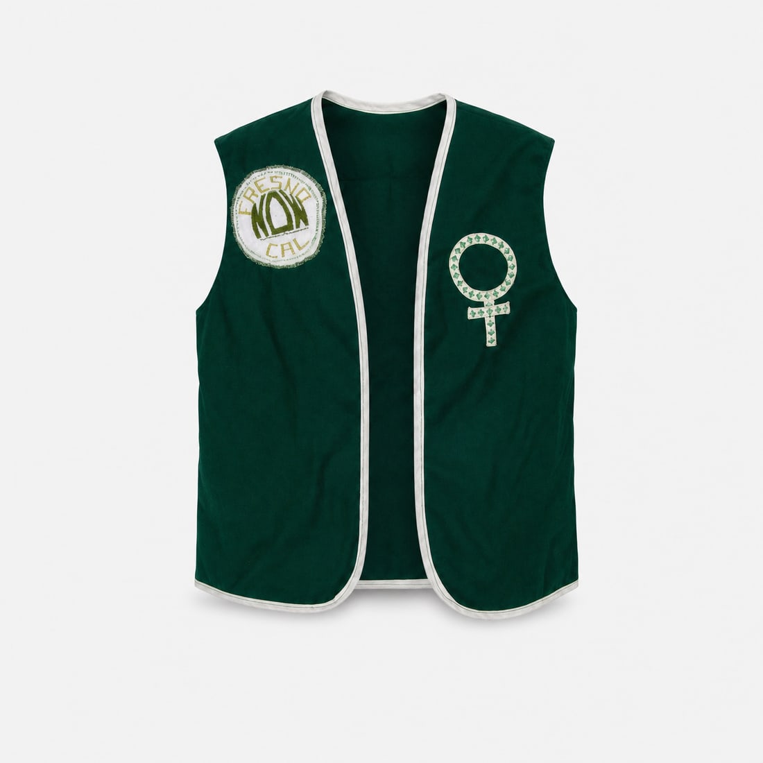 NOW (National Organization for Women), March for the Equal Rights Amendment, Handmade Vest: USA, 1978 19 3/4" x 22 3/8" hand made cotton vest with lettering Handmade by a participant within a California regional chapter delegation of the National Organization for Women (NOW) for the March