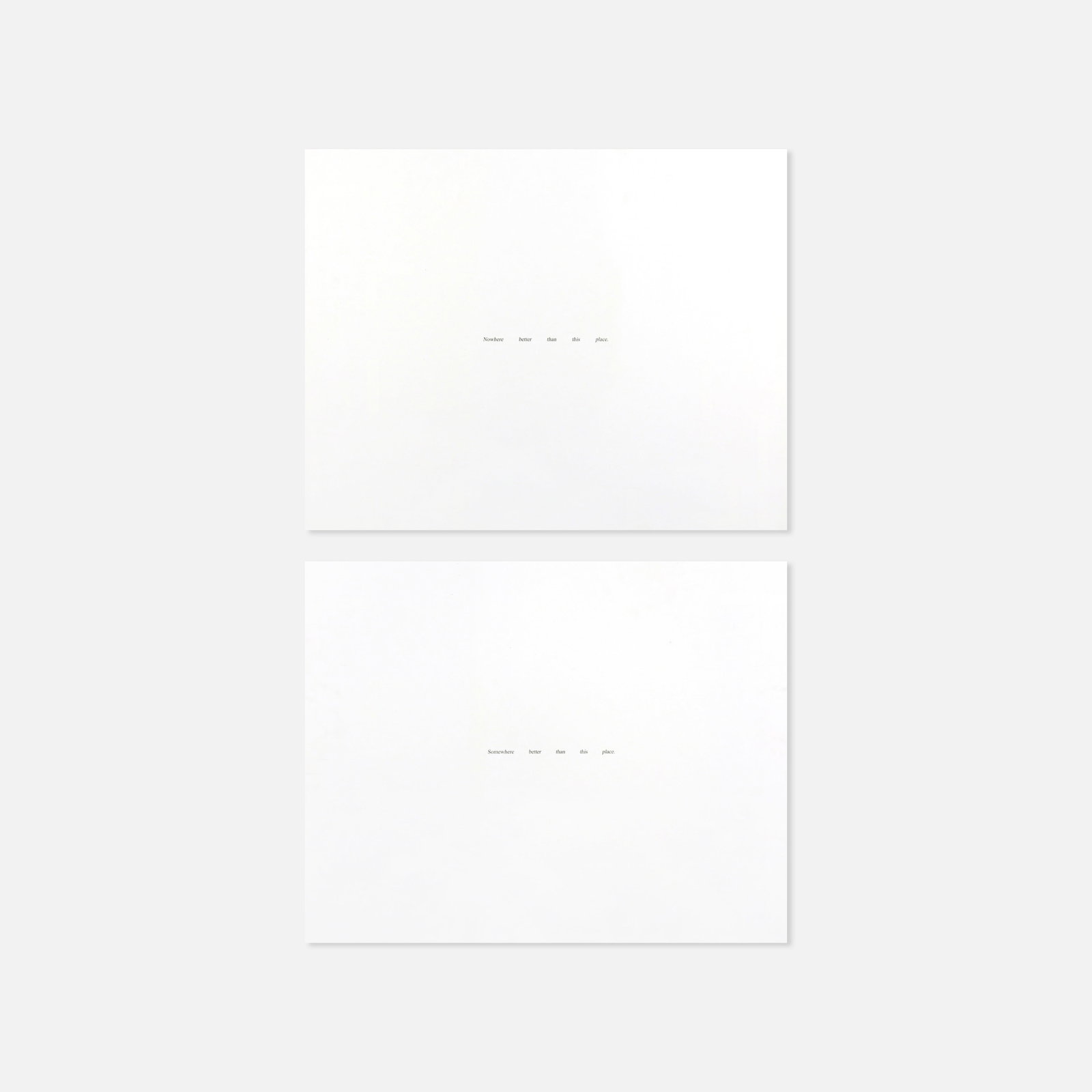 Felix Gonzales-Torres, Somewhere/Nowhere Better Than This Place: USA, 1990 23" x 29" each offset print on paper This item is located in our Treadwell, NY warehouse. Pickup and shipping options available upon request.