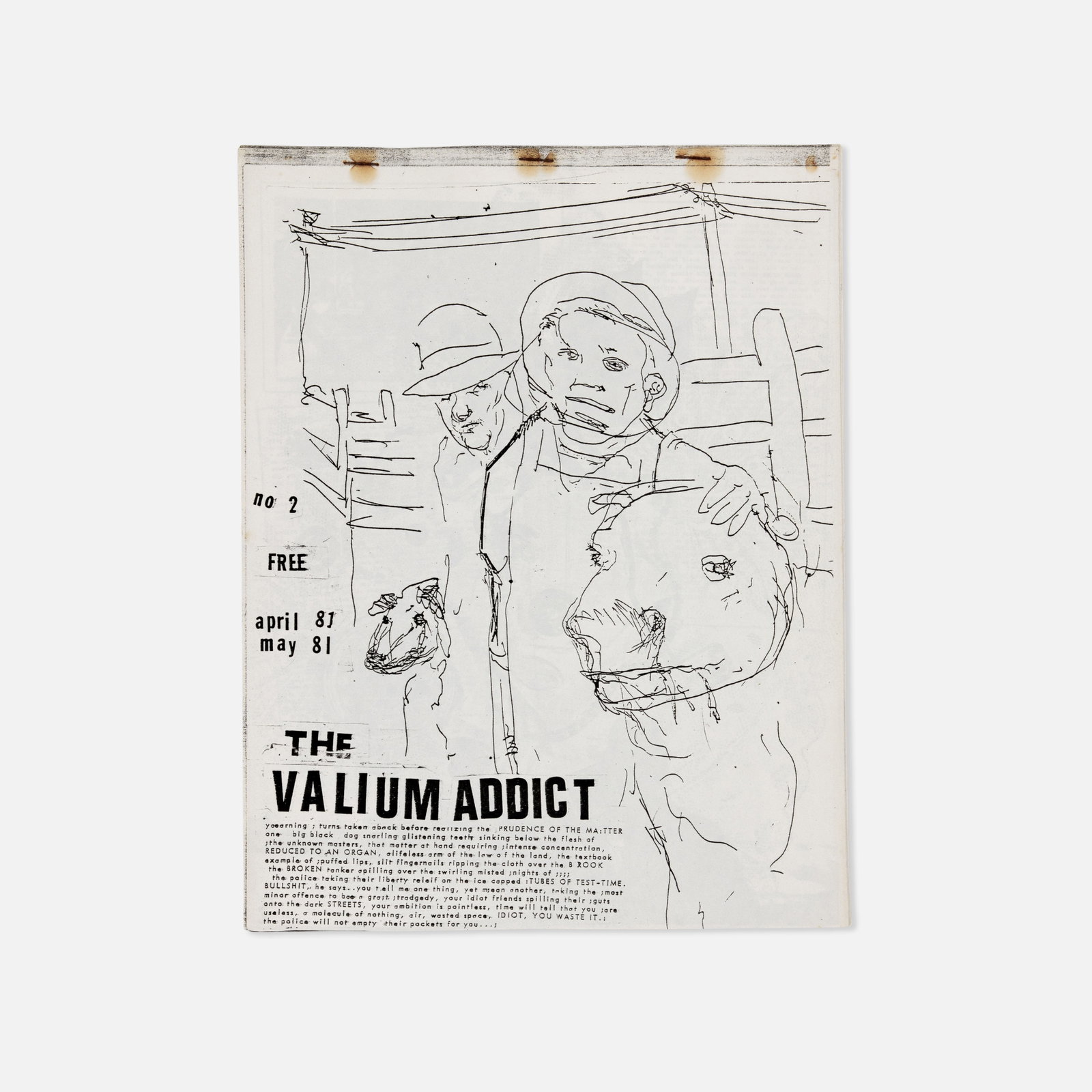Richard Kern, The Valium Addict, No. 2: USA, 1981 8 1/2" x 11" printed matter Issue No. 2 of The Valium Addict, published under the Heroin Addict Productions imprint as a continuation of Kern's zine series following The Heroin Addict and pr
