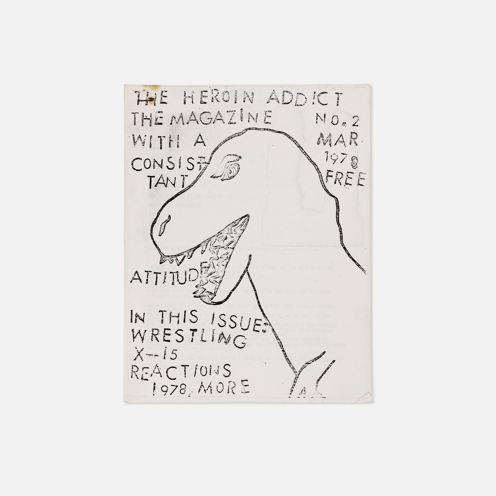 Richard Kern, The Heroin Addict, No. 2: USA, 1978 8 1/2" x 11" printed matter Issue No. 2 of The Heroin Addict, published under the Heroin Addict Productions imprint as the foundational title in Kern's early zine series that preceded The Va