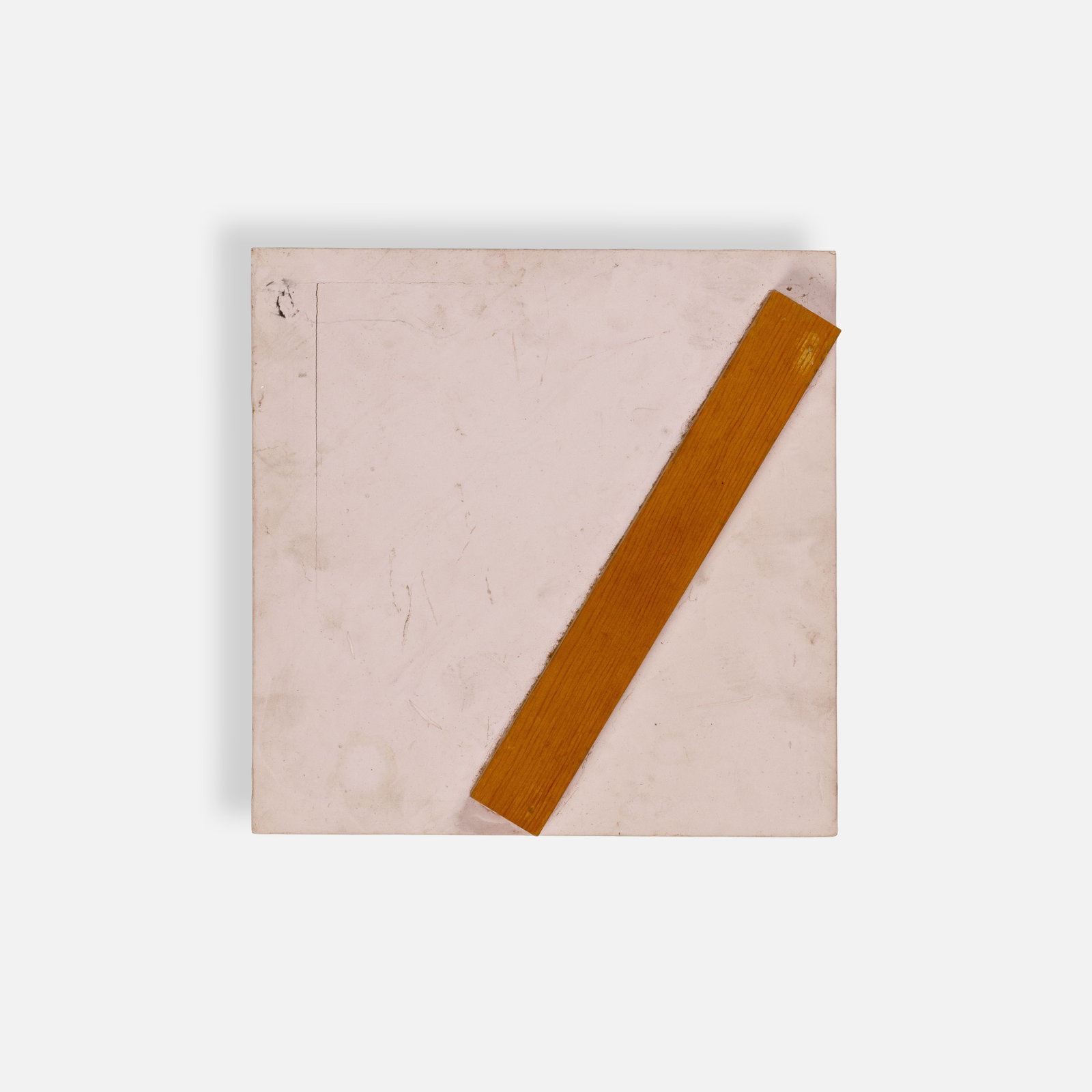 Yoshiteru Kawasaki, Counterpoint Pink: Japan/USA, 1981 12 1/8" x 12 1/8" x 2 1/2" painted wood Signed, titled, and dated to verso [y. kawasaki ‘81]. Yoshiteru Kawasaki was a peripheral figure in the avant-garde networks surrounding the