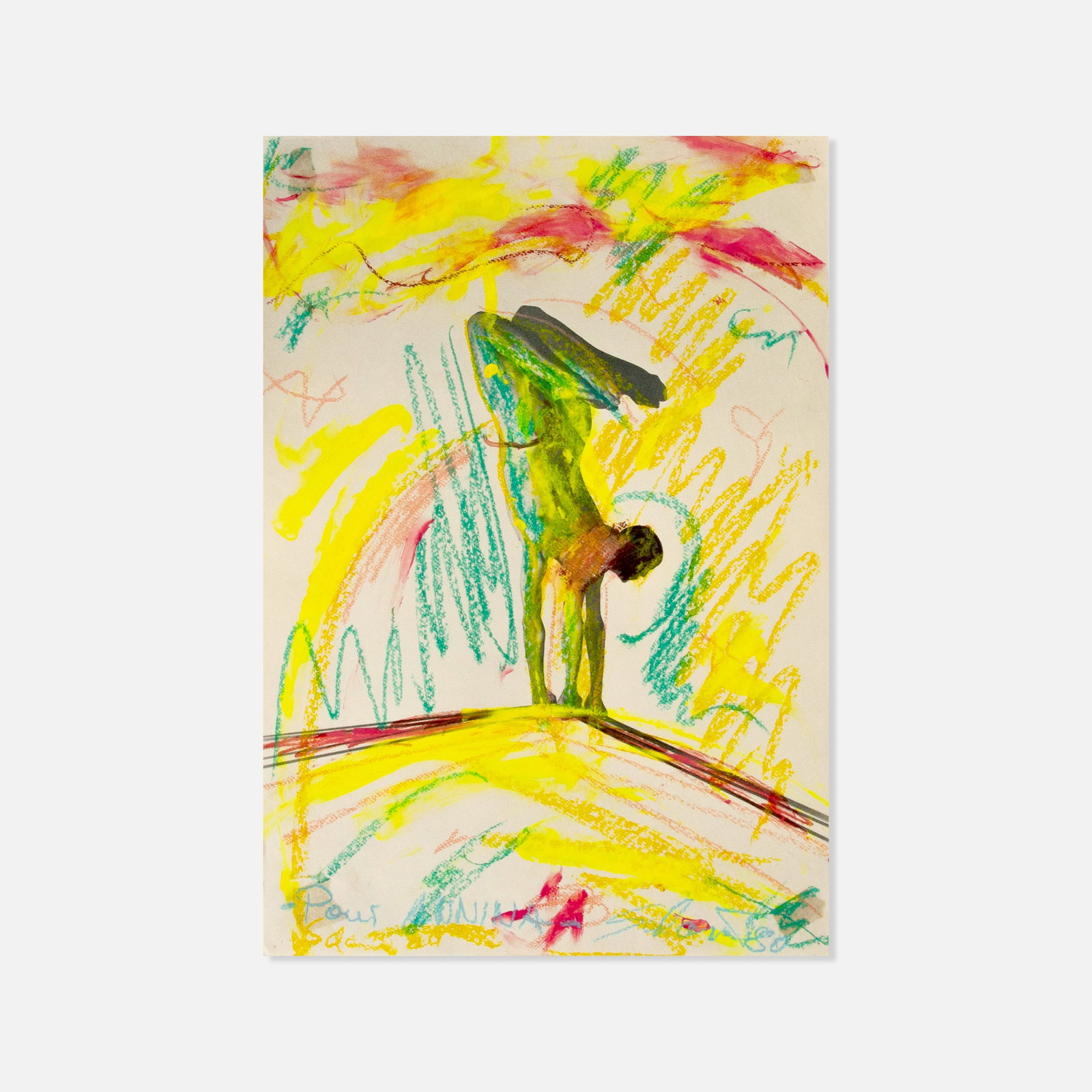 Salome, Untitled (Pour Annina): Germany/USA, 1981 21 3/4" x 15" paint and pastel over offset print Signed, inscribed [Pour Annina] and dated [1981] to lower edge. Executed contemporaneously with the artist's 1981 solo exhibition at 