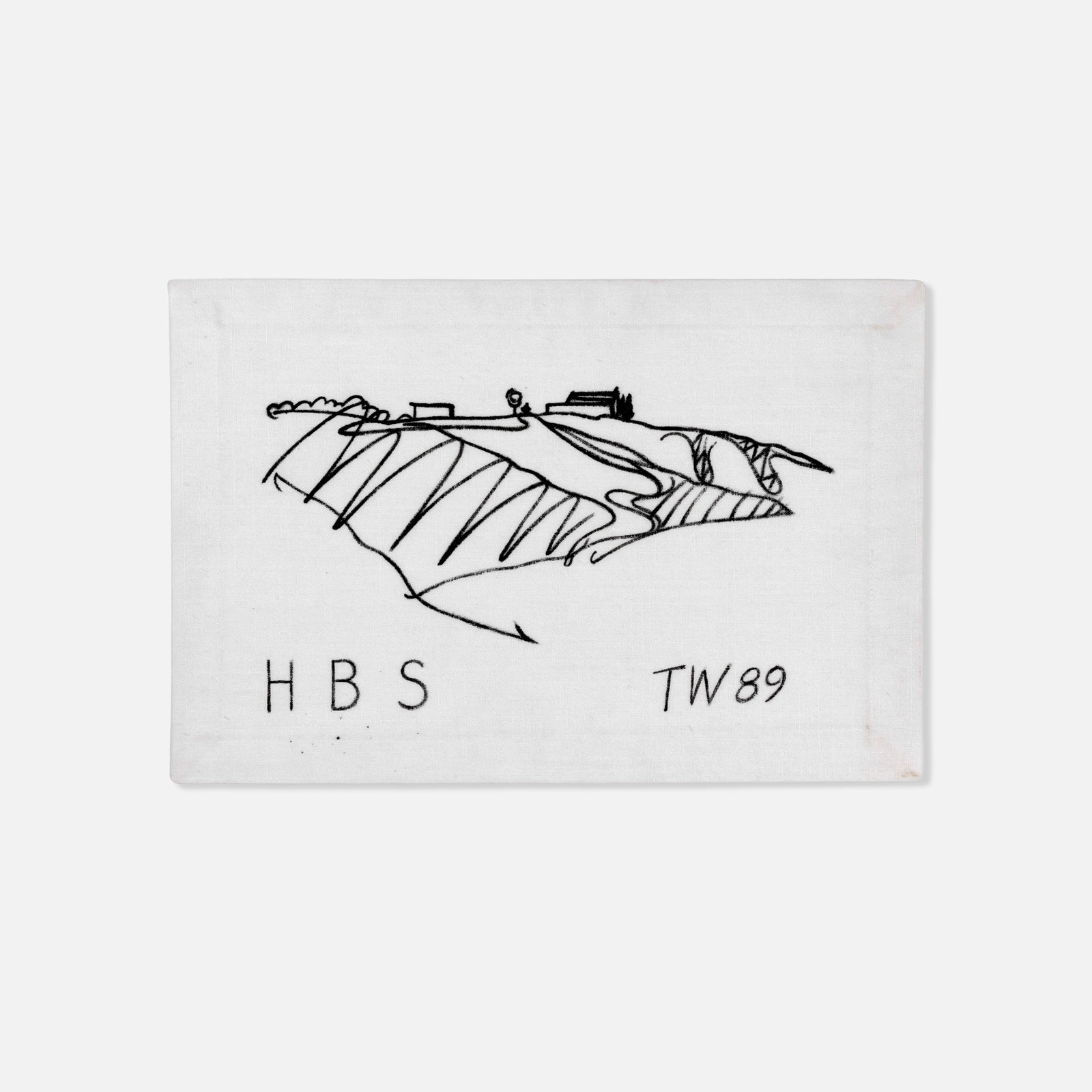Tom Wesselmann, Untitled (Place Mat for Sydney): USA, 1989 11 3/4" x 17 1/2" marker on cloth fabric Drawing executed on the occasion of Sydney Lewis' birthday, inscribed [HBS] "Happy Birthday Sydney," initialed [TW] and dated [89]. This drawing is