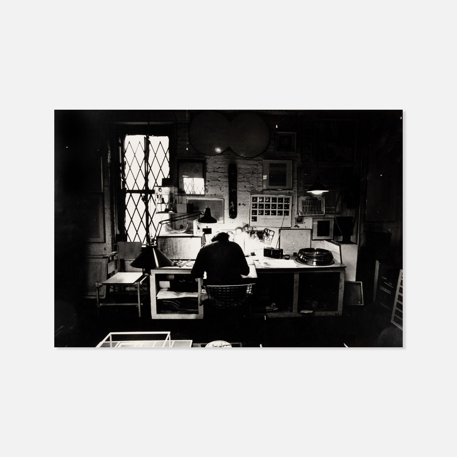 Gianfranco Gorgoni, Sol Lewitt: USA, 1970 14" x 11" gelatin silver print Inscribed in pencil to verso [sol lewitt 1970]. Gianfranco Gorgoni (Italian, 1941–2019) was a photographer known for his intimate documentary portraits of
