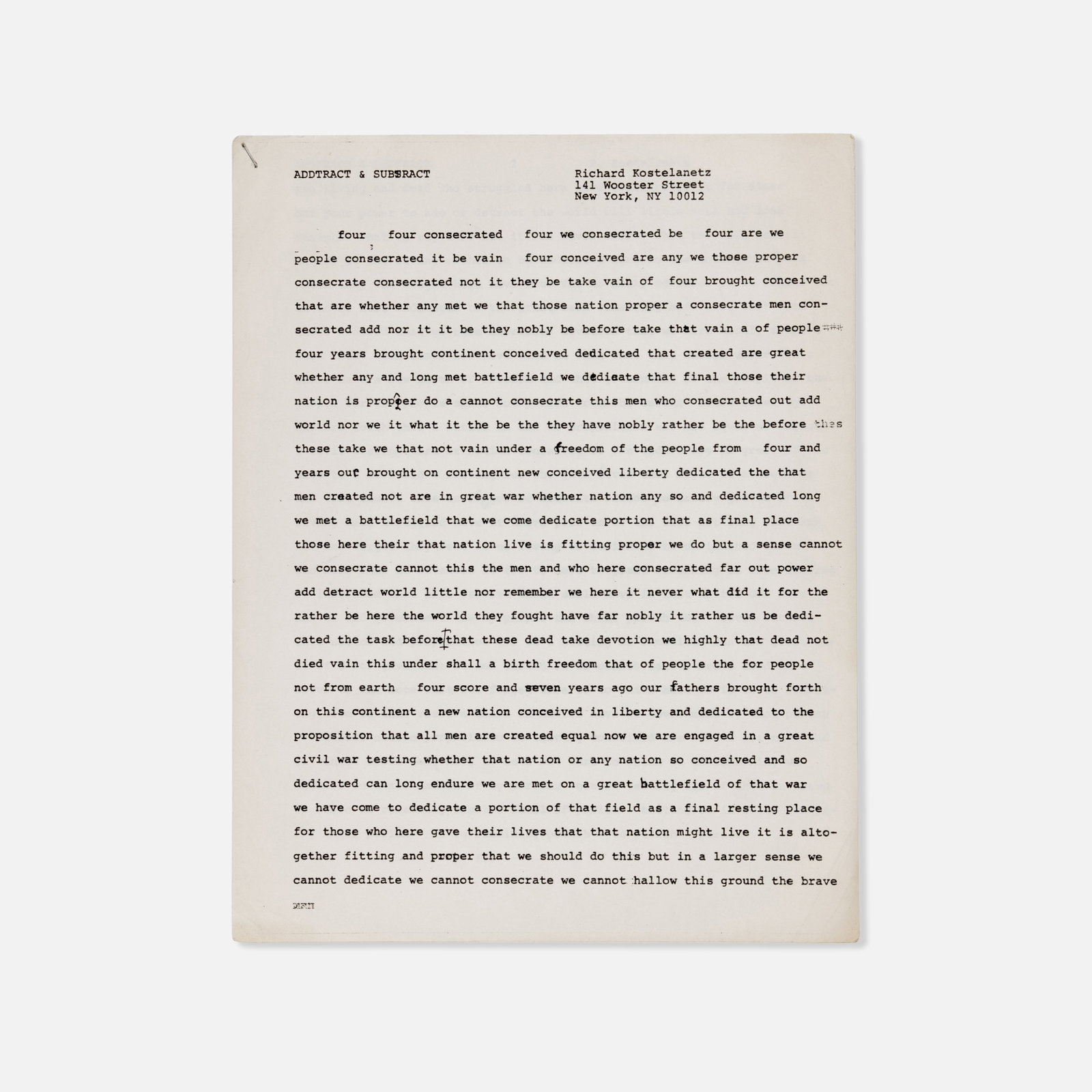 Richard Kostelanetz, Addtract & Subtract (1 of 1)