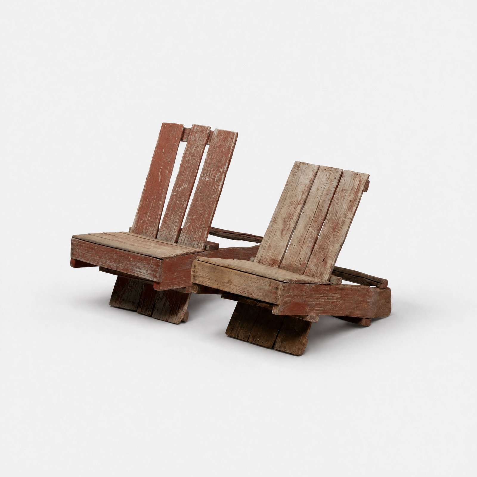 Vernacular, Star Gazing Plank Chairs: USA, c. 1930s 26 3/4" x 33" x 18 1/2" largest wood, paint, nails This item is located in our Treadwell, NY warehouse. Pickup and shipping options available upon request.