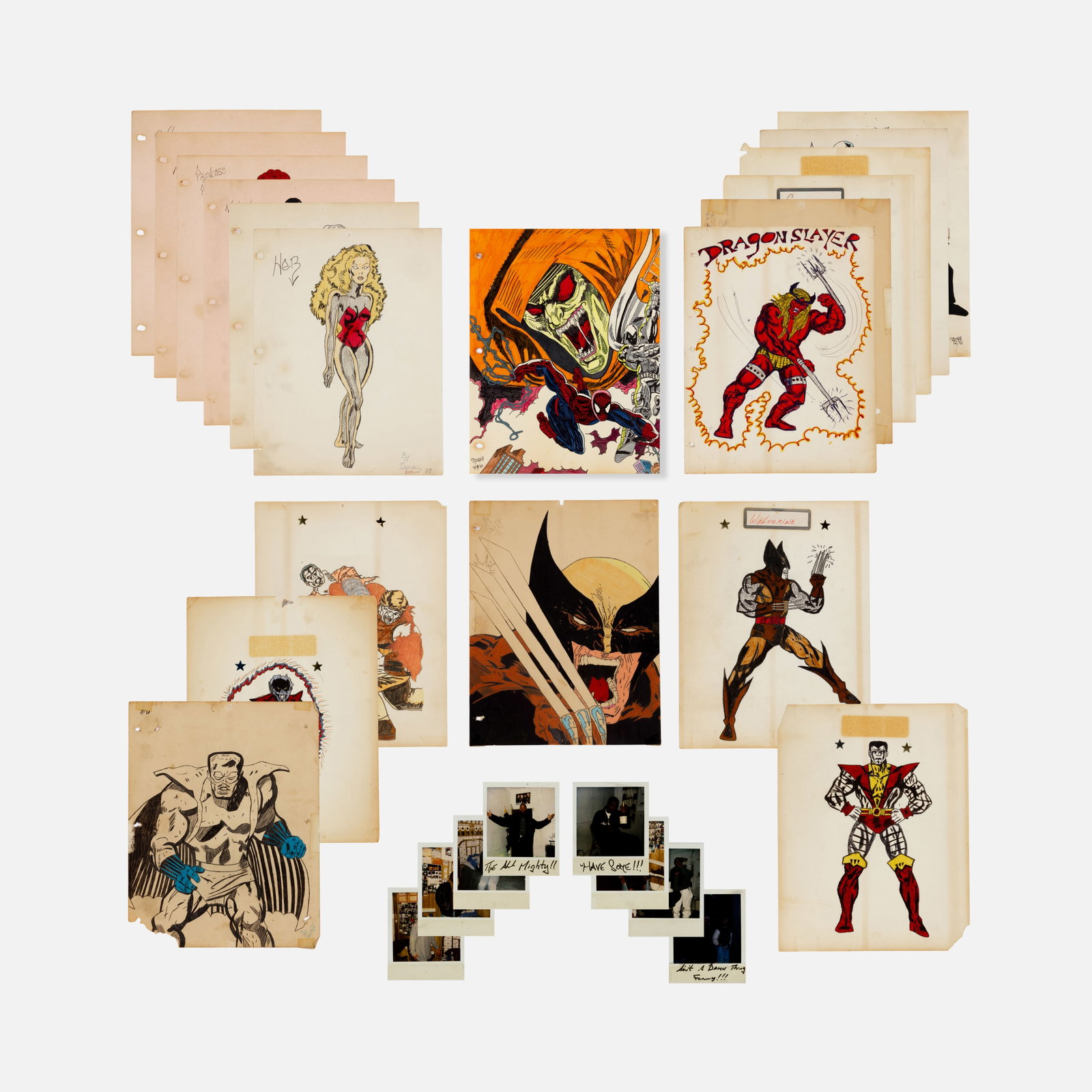 Vernacular, New York City, Superhero Drawings Archive: USA, 1989–1993 8 1/2" x 11" (each sheet) graphite, pastels on paper, c-prints Archive of nineteen vernacular drawings of primarily Marvel Universe superheroes as well as minor characters, jointly